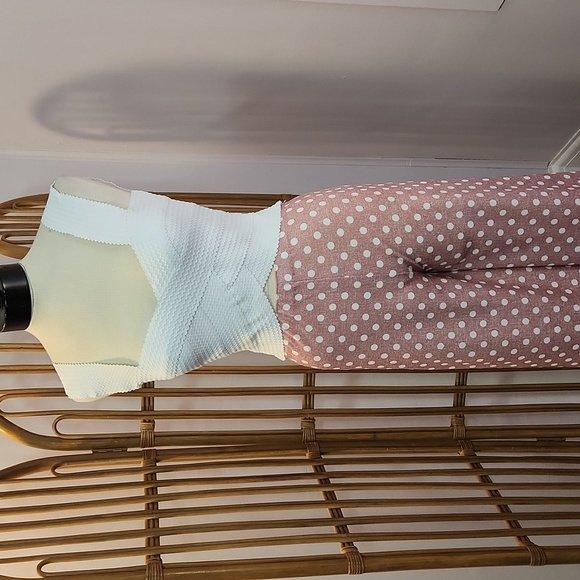 Vintage handmade pant set mauve and white polka dots dagger collar - Picture 4 of 13